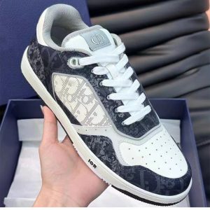 Dior  Full Print Breathable Leather Casual Shoes Sports Wearable Flat Shoes for Men