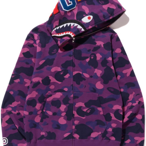 BAPE Color Camo Shark Full Zip Hoodie Purple