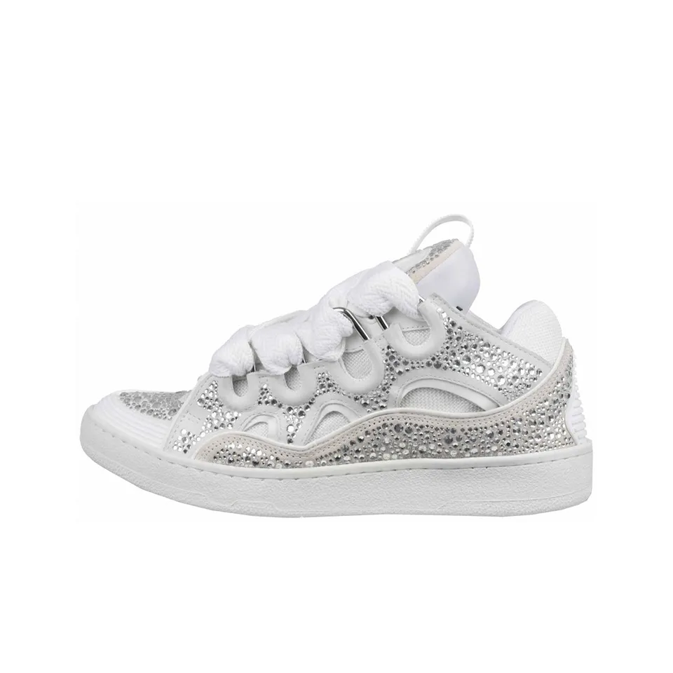 Lanvin Curb Sneakers 'Rhinestones - White' FM SKRK11 STRA P22 00M2