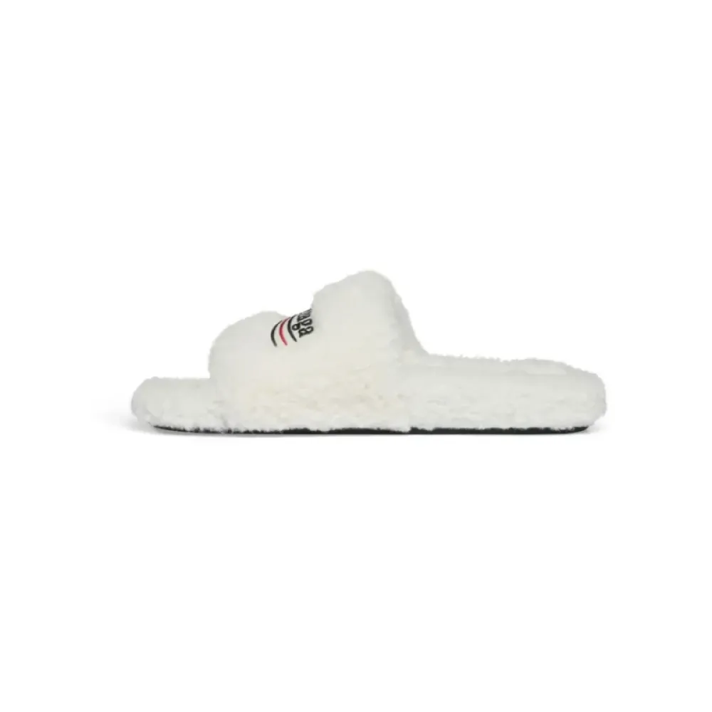 Balenciaga Furry Slides White 654261W2DO19906