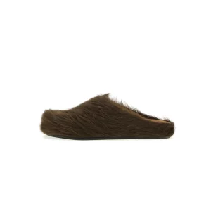 Marni Fussbett Sabot Brown Long Hair Calfskin SBMS004601P412200M37