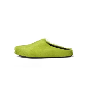 Marni Fussbett Sabot Green Long Hair Calfskin SBMR000600P412200V07