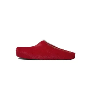 Marni Long Hair Calfskin Fussbett Sabot Red SBMS004601P412200R66