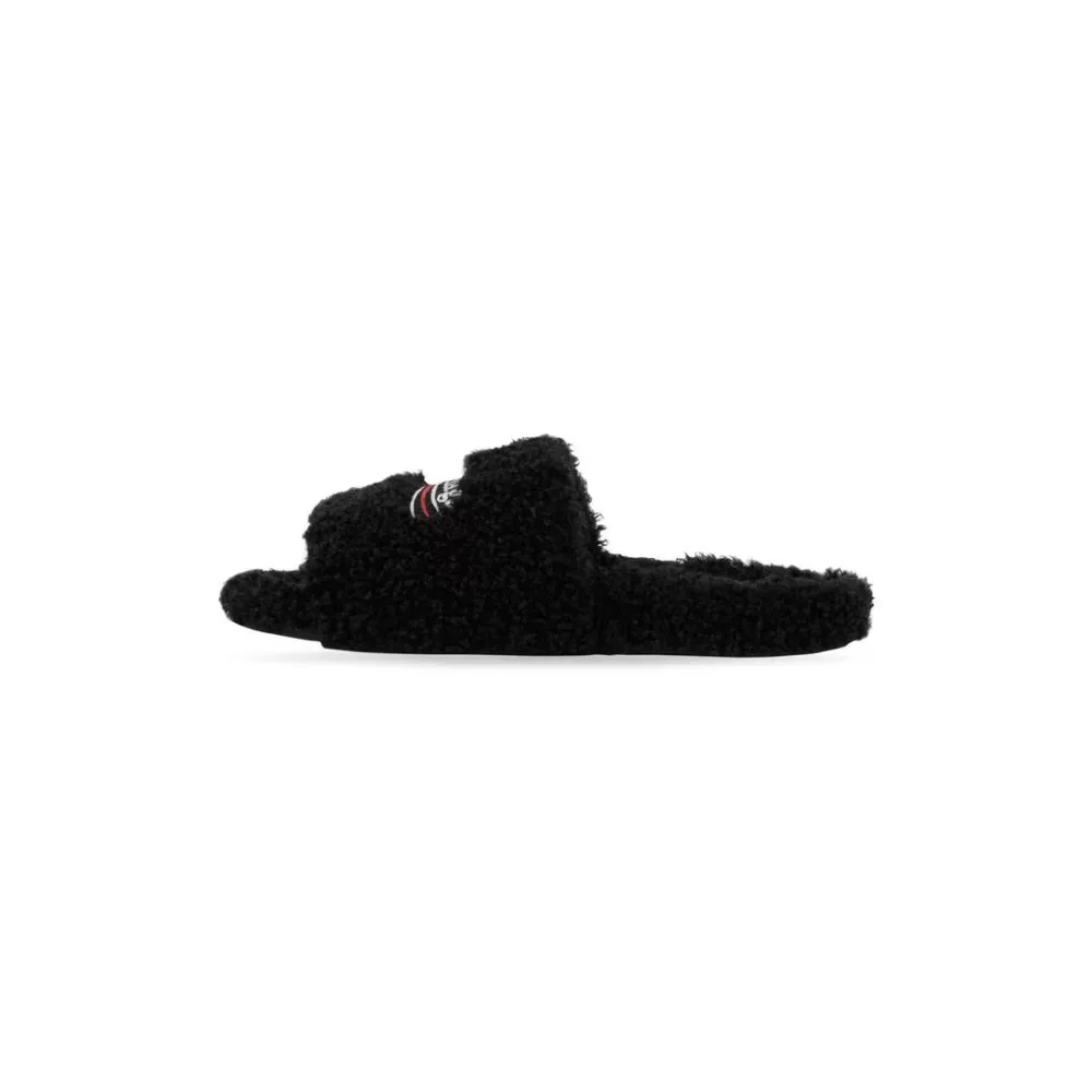 Balenciaga Furry Slides Black 654747W2DO11096