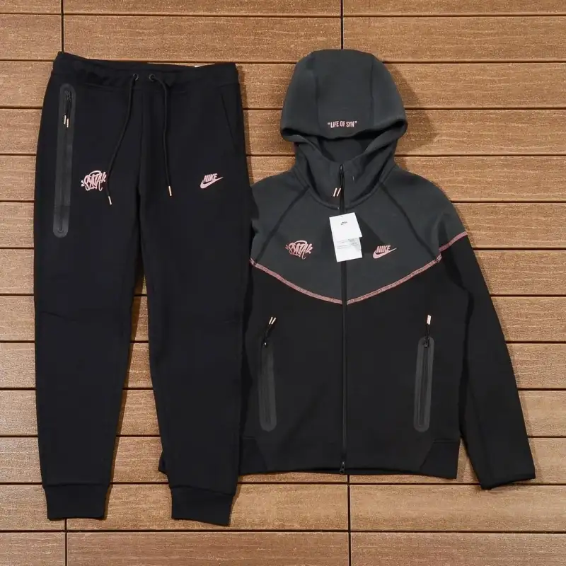 Nike Sportswear x Central Cee Tech Fleece Hoodie & Joggers Set Black/Metallic Red Bronze