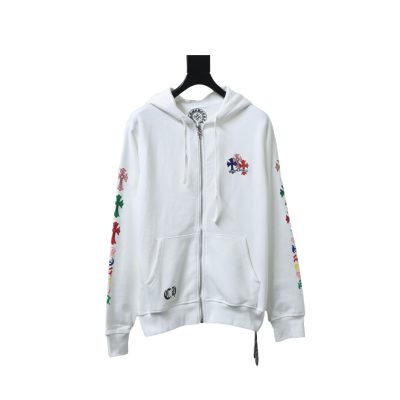 Chrome Hearts Colorful cross print zipper jacket
