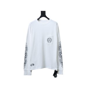 Chrome Hearts 25FW front and rear horseshoe print white long sleeved T-shirt