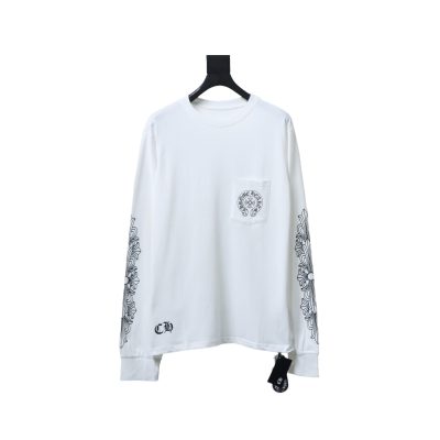 Chrome Hearts 25FW front and rear horseshoe print white long sleeved T-shirt