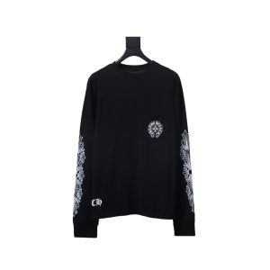 Chrome Hearts 25FW front and rear horseshoe print black long sleeved T-shirt
