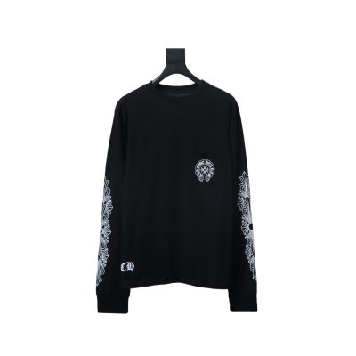 Chrome Hearts 25FW front and rear horseshoe print black long sleeved T-shirt